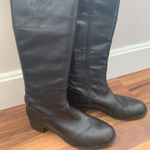Etienne Aigner Black Leather Riding Boots